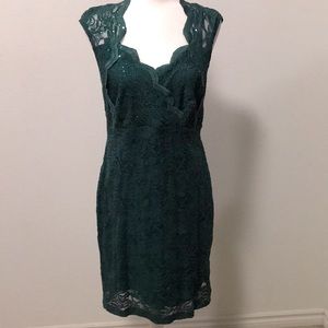 Green Lace Dress with Scalloped Front-Size 10